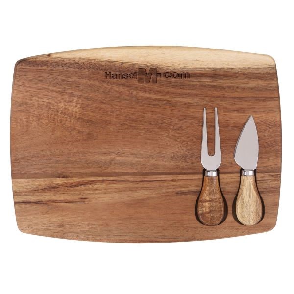 Acacia cheese board set with utensils, engravable