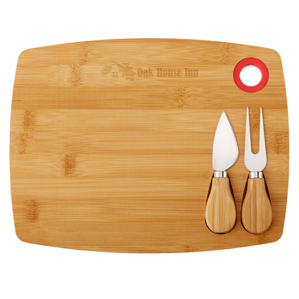 Bamboo cheese board set with tools, engravable